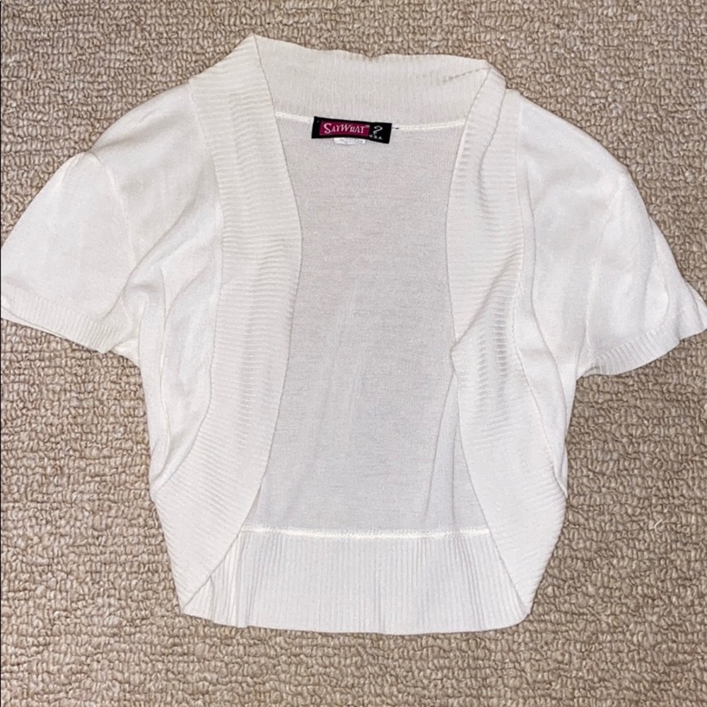 Medium White Short Sleeve Cardigan Sweater